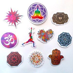 10 Yoga Mandala Stickers Lot Namaste Meditation Chakras Pilates